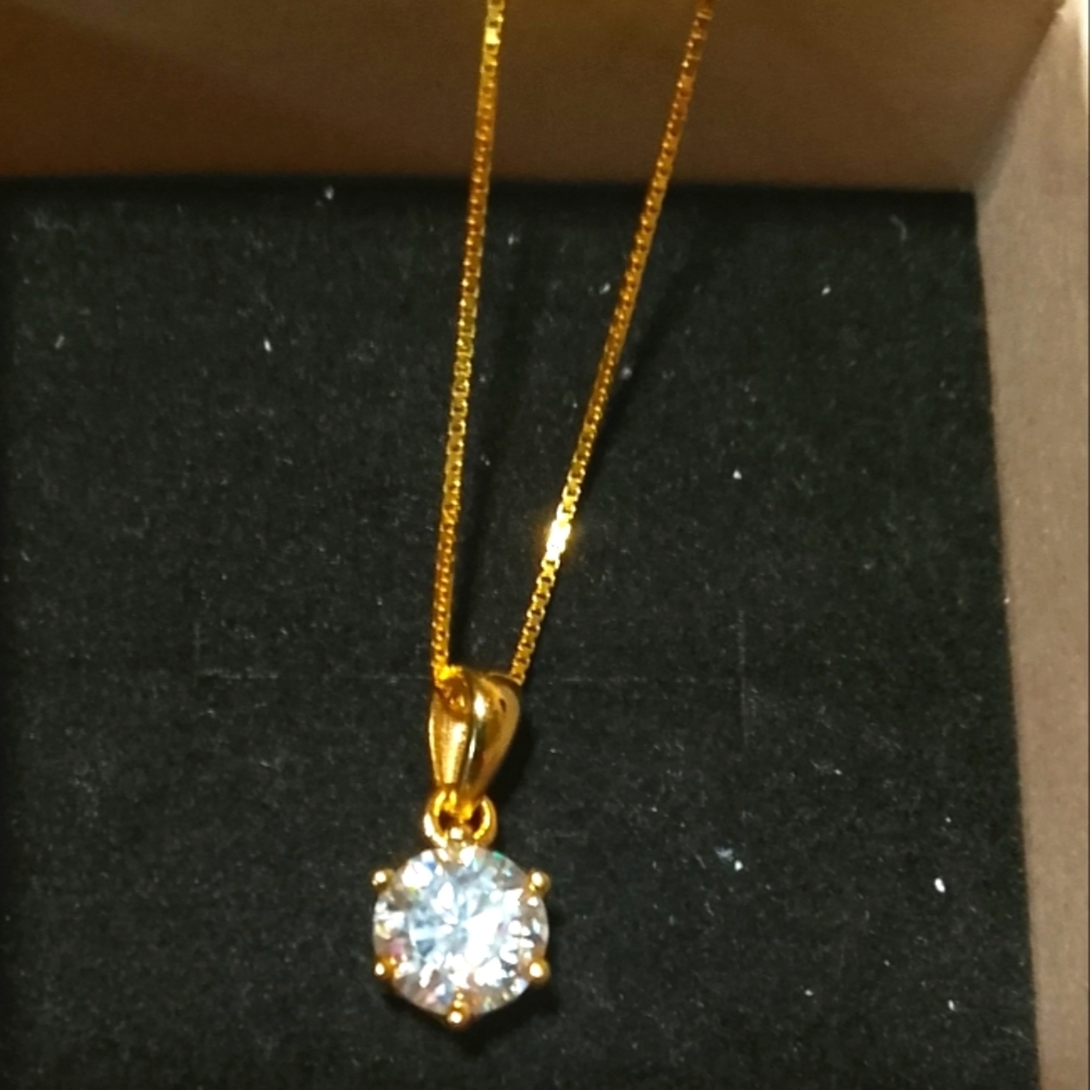 1.0ct Moissanite Lab Diamond Gold Necklace